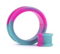 Custom Plugs Marmor Pink & Grün Silikon Ohr Tunnel, 50 mm, Silikon, Kein Edelstein