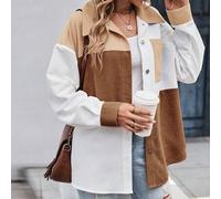 Cut And Sew Mantel mit Drop-Shoulder für den Herbst, lässige Streetwear für den Alltag in Braun und Weiß