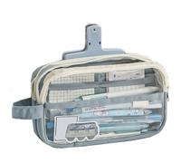 Cute Aesthetic Pencil Case, Large Capacity Canvas Pen Pouch Bag, Large Capacity Pencil Case with Multiple Pockets (Blue)