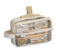 Cute Aesthetic Pencil Case, Large Capacity Canvas Pen Pouch Bag, Large Capacity Pencil Case with Multiple Pockets (Khaki)