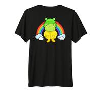 Cute Frog with Hat Rainbow Kawaii Aesthetic Cottagecore Frog Premium T-Shirt