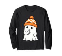 Cute Ghost Halloween Kawaii Ghost Beanie Funny Quiet Ghost Langarmshirt