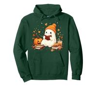 Cute Ghost Reading Book Lovers Halloween Ghost Coffee Cozy Pullover Hoodie