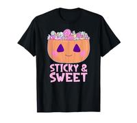 Cute Halloween Pumpkin Quote Sticky and Sweet Kawaii Candy T-Shirt