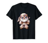 Cute Hippie GNOME Dad In Flower Power Outfit with Guitar T-Shirt