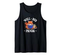 Cute Kawaii Cartoon Kids Reading Books Well Red Panda Lover Tank Top