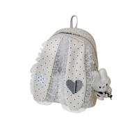 Cute Lace School Backpack, Adjustable Strap Bookbag, Spacious Compartment | Girls Lace Backpack, Cute School Bookbag, Adjustable Strap with Spacious Compartment, Durable Polyester Kids Bag for Students
