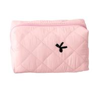 Cute Makeup Bag, Portable Cosmetic Pouch, Large Aesthetic Travel Organizer, Brushes Storage Bags, Pencil Pouch with Bows for Women, Toiletries Accessories 16x9x9cm