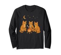 Cute Orange Cat Campfire Camping Langarmshirt