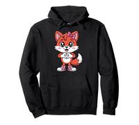 Cute Red Fox Coquette Bow Retro Red Fox Kids Girls Pullover Hoodie