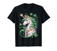 Cute Unicorn Shamrock St Patricks Day Lucky Kids Girl T-Shirt