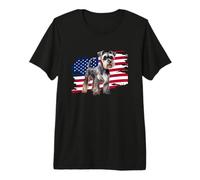 Cute USA Flag Patriotic 4th July Miniature Schnauzer Lover Premium T-Shirt