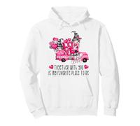 Cute Valentines Truck and Love Gnomes with Heart Balloon Pullover Hoodie