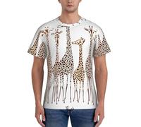 Cute Wild Cartoon Giraffes Herren T-Shirt Sommer Rundhals Slim Fit Kurzarm, Schwarz , XXL