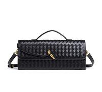 CuteClear Gewebte Clutch-Geldbörse für Damen, PU-Leder, Schultertasche, Umhängetasche, Abendtasche, Handtasche, für formelle Anlässe, Hochzeit, Party, Schwarz