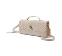 CuteClear Gewebte Clutch-Geldbörse für Damen, PU-Leder, Schultertasche, Umhängetasche, Abendtasche, Handtasche, für formelle Anlässe, Hochzeit, Party, Weiss/opulenter Garten, Large