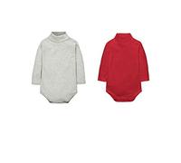 CuteOn 2 Packs Unisex Baby Spielanzug Polo Neck Langarm Baumwolle Kinder Bodysuit Grau + Rot 18 Monate