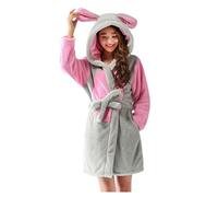 CuteOn Unisex Ehepaar Damen Herren Karikatur Tier Coral Fleece Mit Kapuze Wickeln Morgenmantel Nachtwäsche Bademantel Cosplay Maus Medium
