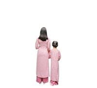 CuteSass Ao Dai Set mit Stirnband für Mutter und Tochter, Rosa Hoa, vorgefertigtes vietnamesisches Ao Dai, Pink, 4XL - Women