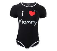 CutiePlusU Herren Strampler Baumwolle Knopf Schritt Bodys Erwachsene Einteiler für Männer I Love Mommy Schwarz L