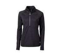 Cutter & Buck Damen Langärmeliger Adapt Eco Knit Pullover mit Halbem Reißverschluss Hemd, Schwarz, M