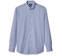 Cutter & Buck Herren Knitterfreies Stretch-langarmhemd mit Knopfleiste Klassisches Hemd, Tour Blue Gingham, XL/Tall