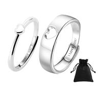 CVDYWDJIE 1 Paar Paarringe Und 1 Samtbeutel, Herzförmiger Designring, Verstellbarer Ring, Einfacher Ring, Modischer Und Vielseitiger Ring