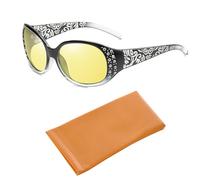 CVDYWDJIE 1 Stück Sonnenbrille, 1 Stück Brillentasche, Polarisierte Retro-Mode-Sonnenbrille, Diamantbesetzte Brille, Unisex, Nachtfahrbrille