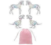 CVDYWDJIE 2 Paar Mädchen-Ohrringe, 1 Stück Rosa Aufbewahrungstasche, Mädchen-Pferde-Ohrringe, Strass-Pferde-Ohrringe, Modische Mädchen-Ohrringe, Damen-Pferde-Ohrringe-Geschenk