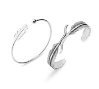 CVDYWDJIE 2 Stück Armbänder Mit Federelementen, Offene Verstellbare Armbänder, Personalisierte Retro-Armbänder, Einfache Armbänder, Damenarmbänder