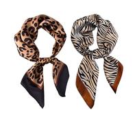 CVDYWDJIE 2 Stück Damen Haarschal mit Leoparden- und Zebramuster, Stirnband und Halstuch - Modische Accessoires
