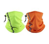 CVDYWDJIE 2 Stück Elastisches Halstuch Mit Kordelzug, Reflektierendes Halstuch, Warmes Halstuch, Nachtreitschal, Kältebeständiger Skischal (Grün, Orange)