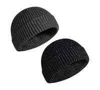 CVDYWDJIE 2 Stück Reflektierende Strickmützen, Einfache Beanie-Mützen, Nachtreithelme, Warme Wintermützen, Unisex, Modische Kältebeständige Outdoor-Mützen
