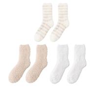 CVDYWDJIE 3 Paar Damen-Korallen-Fleece-Socken, Mittellange Damen-Socken, Fleece-Water Bottleocken, Schlafsocken, Heimsocken, Weiche Socken