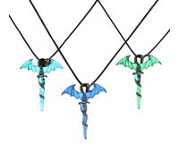 CVDYWDJIE 3 Stück Im Dunkeln Leuchtende Halskette, Drachen-Anhänger-Halskette, Im Dunkeln Leuchtender Schmuck, Retro-Mode-Halskette, Unisex, Bekleidungszubehör