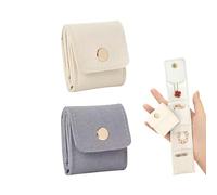 CVNRCLP 2 Stück Mini Reise Schmuckbeutel, Faltbarer PU-Leder Organizer, Druckknopfverschluss, Für Ohrringe, Ringe & Halsketten, Beige + Grau