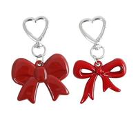 CVNRCLP 2 Stück Rote Schleife Schlüsselanhänger, Acryl & Legierung Taschenanhänger, Süßes Design für Schlüssel, Handtaschen & Rucksäcke, Damen Accessoire