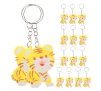 CVUTOVO 15 Stück Niedlicher Zuverlässiger Taschen Schlüsselanhänger aus Weichem Pvc 3d Tiger Schlüsselanhänger mit Verstärktem Metall und Geburtstagsgastgeschenk für Babyparty und
