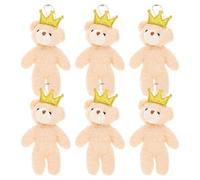 CVUTOVO 6 Stück Teiliges Mini Plüsch Bärchen Schlüsselanhänger Weiche DIY Kuscheltier Anhänger für Taschen und Rucksäcke Niedliche Handtaschen Charms als Geschenk und Party Mitgebsel