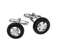 CWCQGH Manschettenknöpfe 2 Paar schwarz lackierte Manschettenknöpfe für Herrenhemden im Autoreifen-Styling mit dekorativen Manschettennadeln