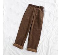 CWENROU Damen Hose Mit Weitem Bein - Frühling Und Herbst Damen Cordhose Hohe Taille Mode Braun Retro Weites Bein Hose Elegante Taille Weit Lose Baumwolle Streetwear Einfache Outdoor-Party,Kaffee,S