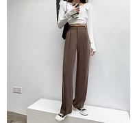 CWENROU Damen Hose Mit Weitem Bein - Mode Damen Casual Hohe Taille Lose Weite Beinhose Frühling Und Herbst Braune Anzughose Outdoor Elegante Büro Damenhose Elegante Party Einfach,Kaffee Lang,M