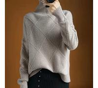CWENROU Damen Pullover - Damen Winter Rollkragenpullover Mode Wärme Dicker Pullover Lose Gestrickte Unterhemd Kaschmir Weicher Stretch Elegant Einfarbig Weihnachtsgeburtstagsgeschenk,Braun,XL