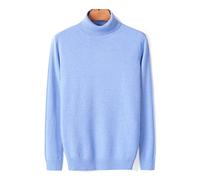 CWENROU Herren Strickpullover - Herbst Und Winter Herren Strickpullover Verdickte Wärme Retro Stehkragen Mode Hellblauer Pullover Lässig Langarm Stretch Weich Schlank Business Schlicht,Himmelblau,M
