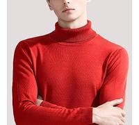 CWENROU Herren Strickpullover - Herbst Und Winter Rollkragenpullover Mode Herren Roter Strickpullover Warmer Stretch Dünn Retro Langarm Lässig Einfach Outdoor Business Bottoming Shirt Top,Rot,3XL