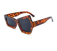 CWINAD Lustige Brille mit hochgezogenen Augenbrauen auf einer Seite, unregelmäßige Sonnenbrille, UV400-Schutz für Männer und Frauen, Leopard