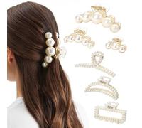 CWJCYTNSN Perlen-Haarspangen für Damen, 6 Stück, groß, klein, Haarklammern für dickes und dünnes Haar, rutschfeste Haarspangen zum Stylen, für Hochzeit, Geburtstag, Schulanfang