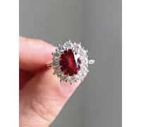 CWLPSL Niedlicher, zierlicher Damenring aus 14 Karat Gold mit Rubinen und Zirkonia, für Damen, Geschenke, Granatapfelschmuck, Jubiläumsring, Edelstein, Versprechen, Verlobung, Liebesring, Größe 6