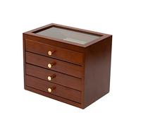 CWLPSL Schmuckhalter, Schmuckaufbewahrungsbox aus Holz, Retro-Schmuckschatulle für Damen, Aufbewahrungsbox für Ohrstecker, Schmuckschatulle (Farbe: Braun, Größe: Vier Schubladen)