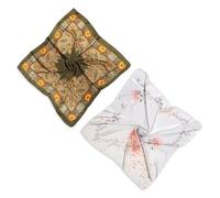 CWPFVQA 2 Stück Damen Großer Quadratischer Schal, Blumenschal, Klassisches Vielseitiges Kopftuch, Halstuch, Eleganter Schal, Bekleidungszubehör